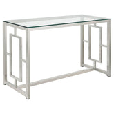Orleans Furniture - Coaster - Merced Glass Top Metal Entryway Sofa Console Table Nickel - 703739